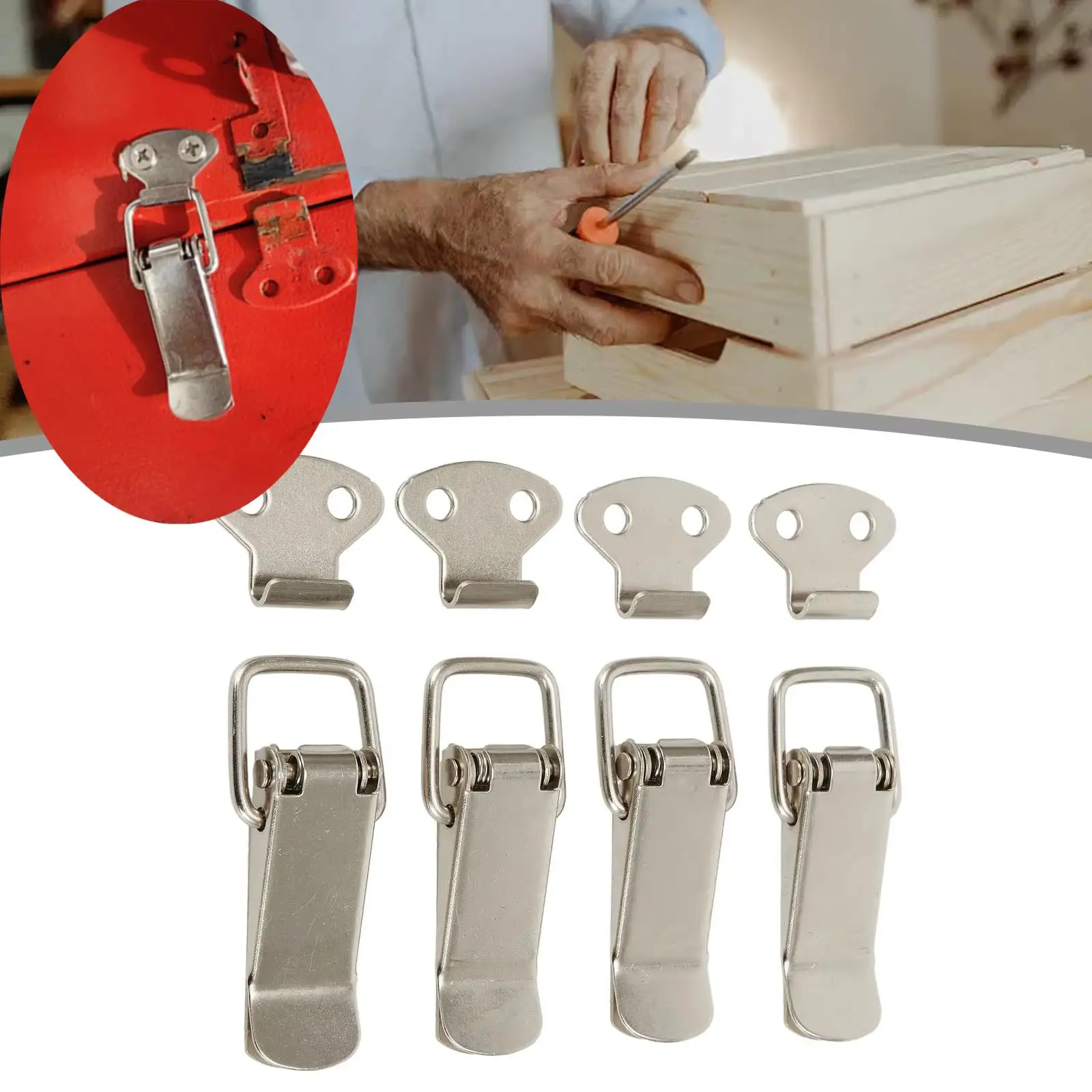 

6/12PCS Door Latches Cold Rolled Steel Cabinet Spring Catch Boxes Handle Toggle Lock Clamp Hasp Duck Billed Buckles