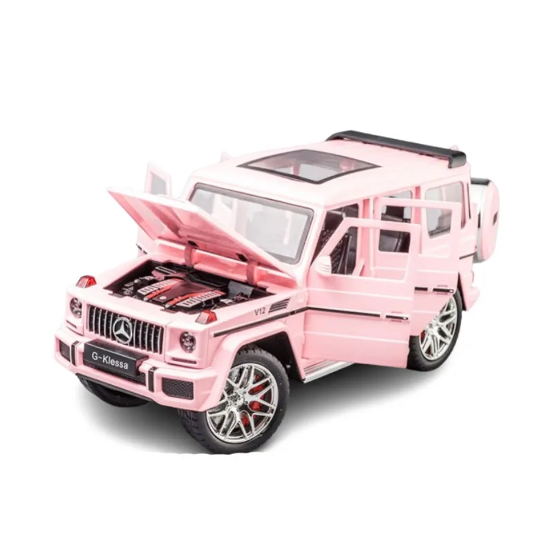 Coche todoterreno de simulación de AMG-G63, vehículo de aleación, 1:24, modelo de coche grande G, seis puertas de simulación de juguete, adornos acústicos