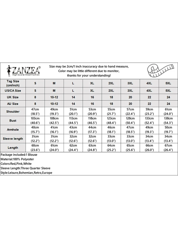 ZANZEA 여성용 우아한 셔츠, V넥 3/4 소매 블라우스, 오피스 레이디 튜닉, 캐주얼 단색 OL 작업 블라우스, 오버사이즈 슈미즈, 여름