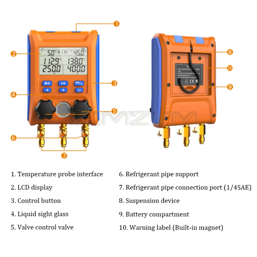 Imagem -03 - Digital Manifold Gauge Hvac Manômetro Ferramentas ac 2-way Válvula ar Condicionado Sistema de Refrigeração Vazamento Tester Lmg10