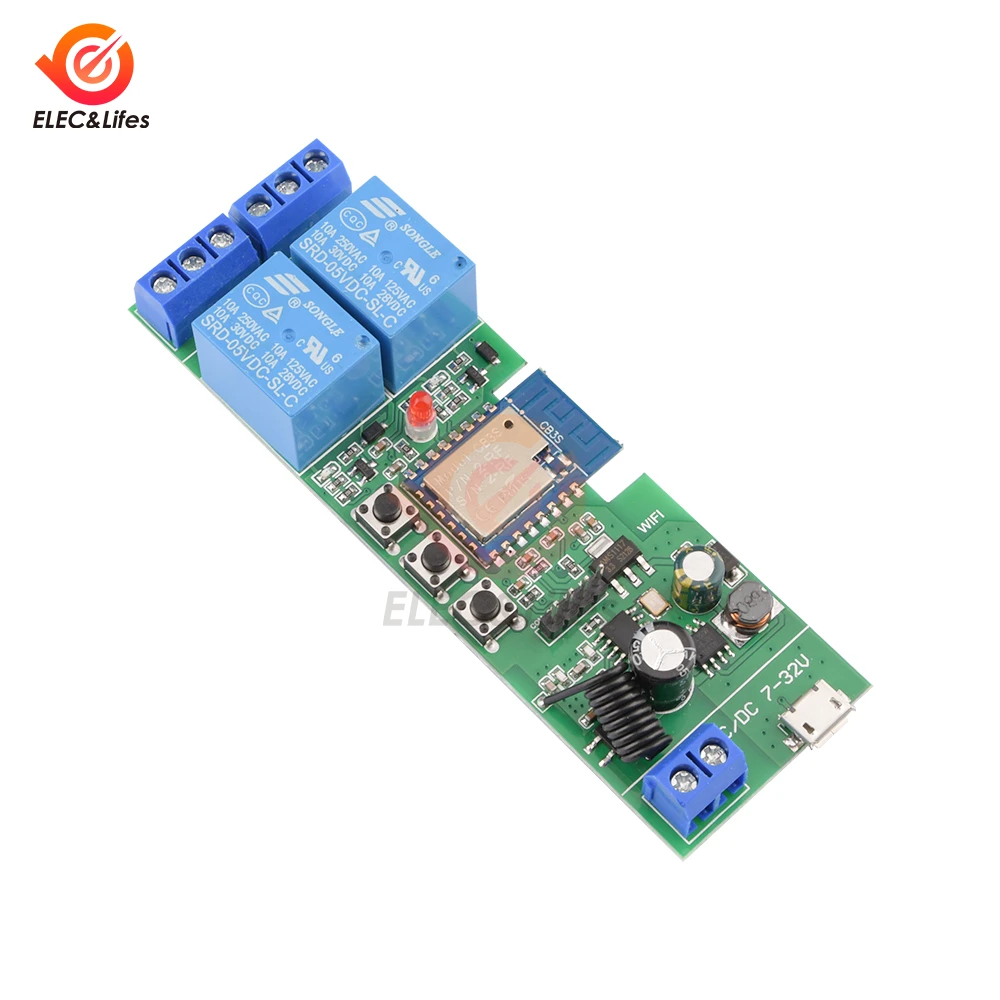 Tuya eWelink Smart Home 2CH Wifi Motor Forward Reverse Switch USB 5V DC 12V 24V 32V 2 Channel Module Relay,Alexa Remote Control