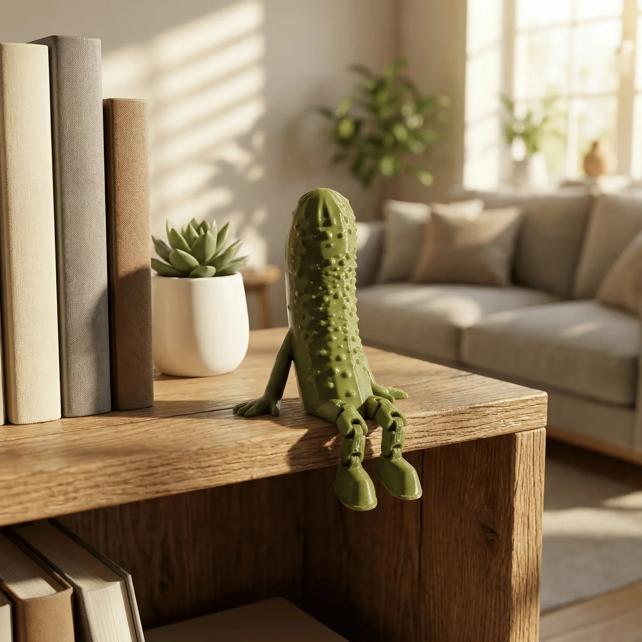 Creative Sitting Pickle Desktop Statue Interesting Small Ornament Cute Desktop Companion for Home and Office Decoration