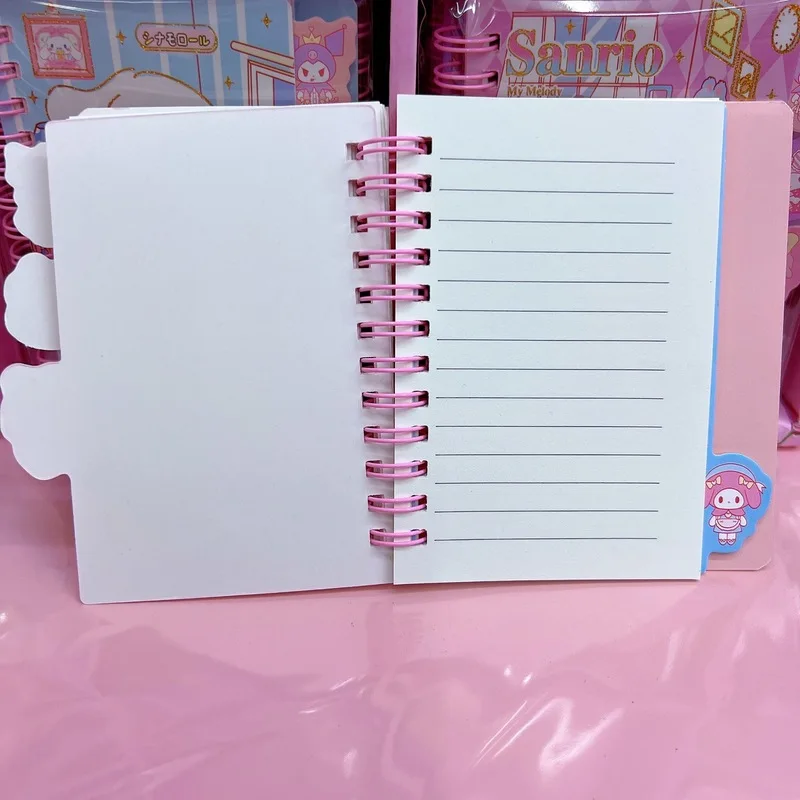 Sanrio Cartoon Notepad Kawaii Kuromi Melody Cinnamoroll Girl Heart Coil Notepad 100k Classification Coil Book Notebook Wholesale