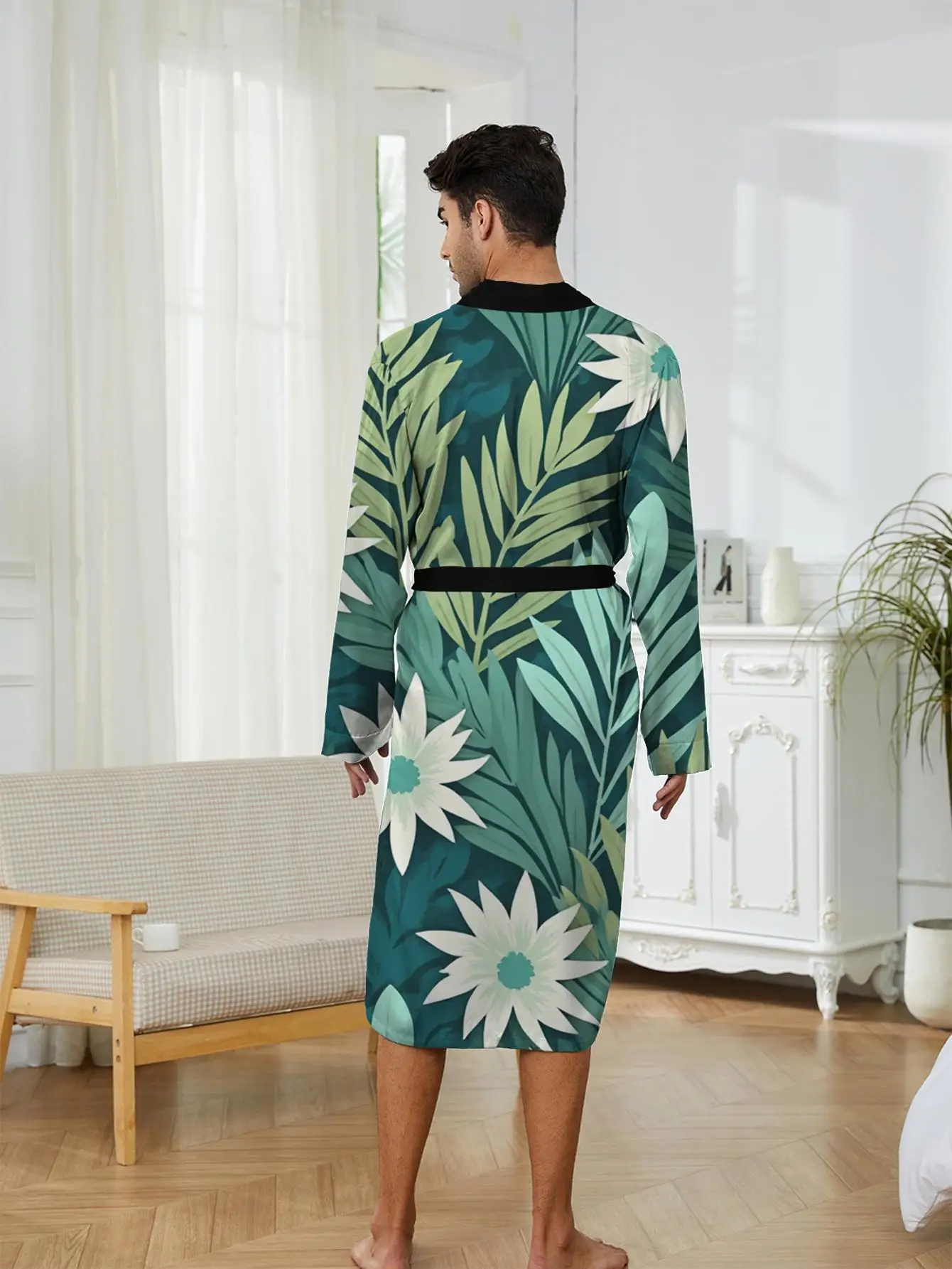 

1pc Men's Robes 2026 Spring/Summer Nightie for Men Bathrobe Shower Robe Men's Bathrobe 3D Printed Polyester Graphic Sleepwear