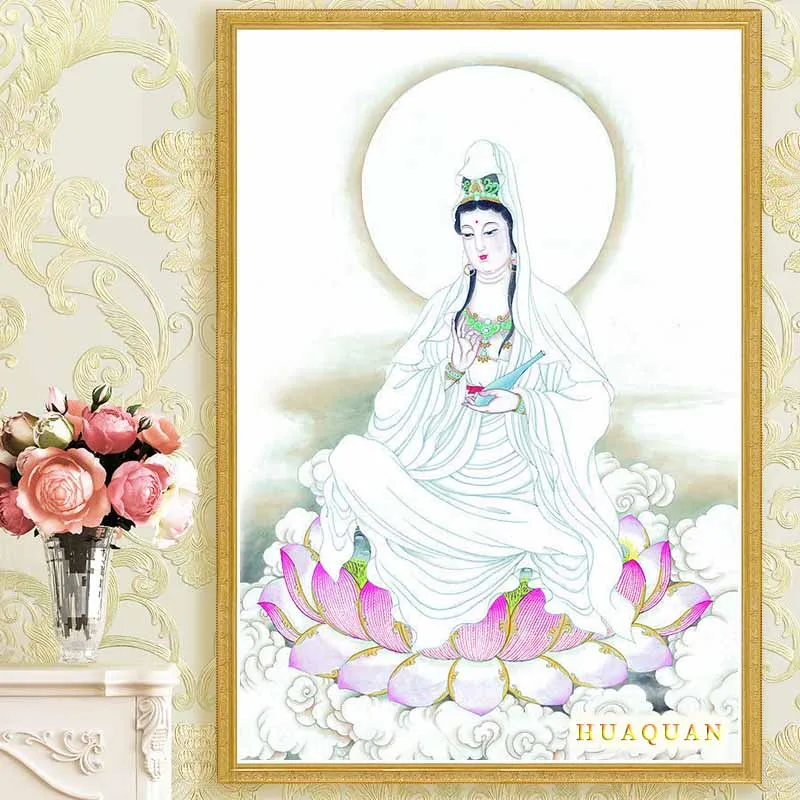 DIY Cross stitch kit cotton thread full embroidery Buddhism Beautiful Avalokitesvara Bodhisattva Handmade crafts Gift Stitchwork