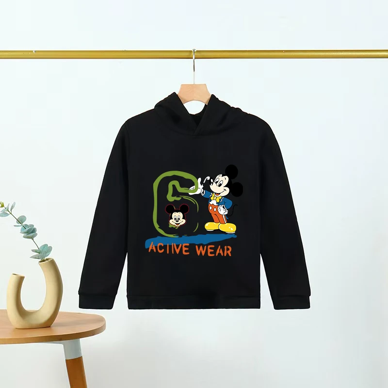 ديزني ميكي ماوس المرأة طويلة الأكمام البلوز 2026 الخريف موضة ديزني ميكي ماوس المطرزة الجولة الرقبة هوديي