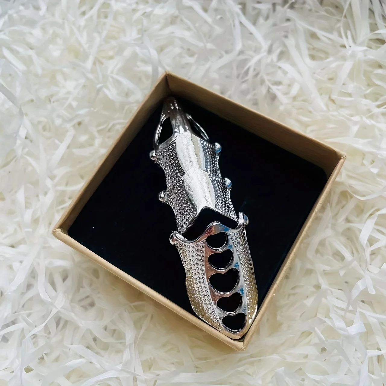 Finger Ring Gift Box 2pcs Set Joker Girl Cos Halloween Dangan Ronpa Gothic Danganronpa Celestia Ludenberg Punk Finger Bone Ring image 2