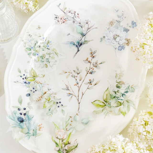 6Style 20Pcs/bag Frosty Moon Flower Shadow Series Flower Branches Theme PET Sticker Pack Creative DIY Handbook Scrapbooking