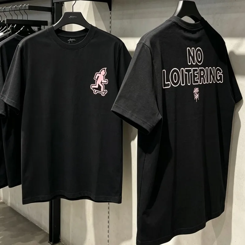 Summer Cactus Jack Tshirts Cartoon Skateboard Stickman Logo Letter Print Black Round Neck Short Sleeve Men Women Sports Outfit