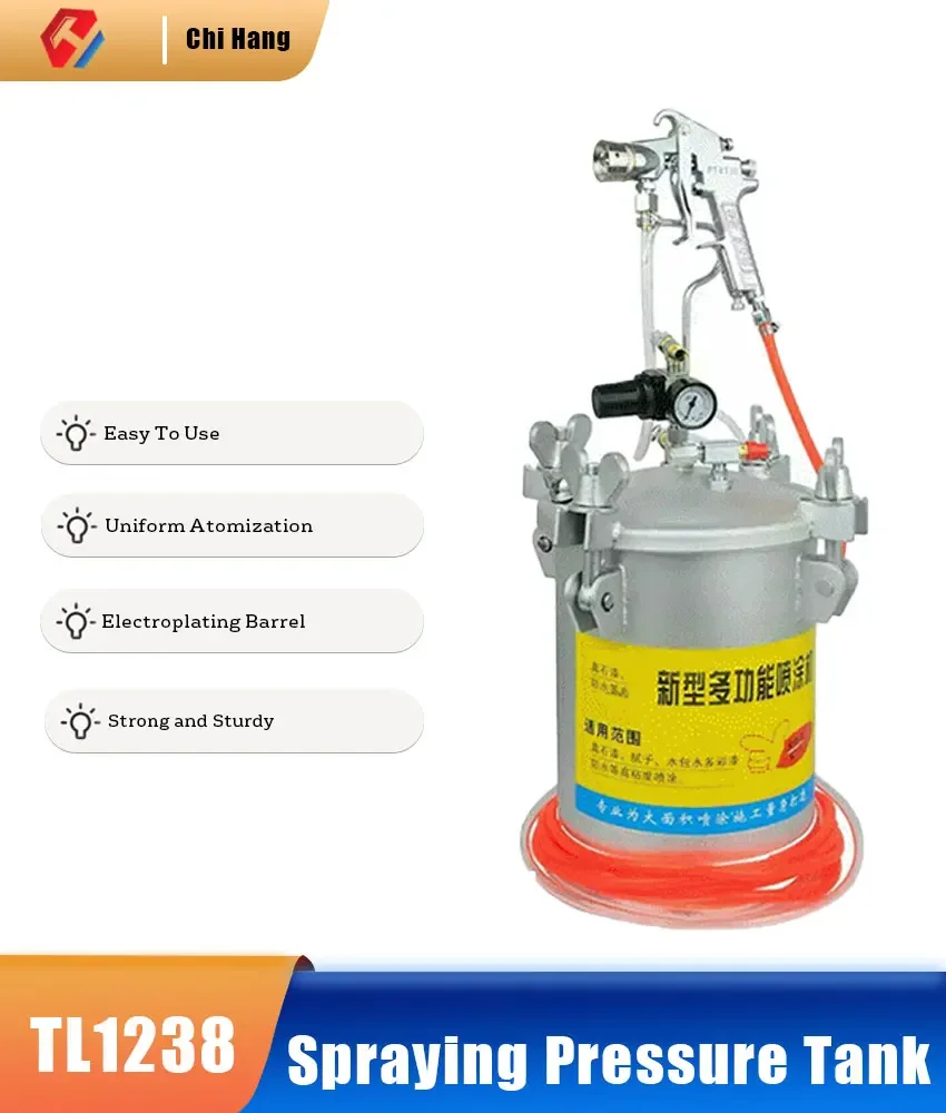 10 Liters Of Up And Down Discharge Pressure Paint Spraying Tank Pressure Tank With Regulator Gun Nozzle Paint Spraying Machine