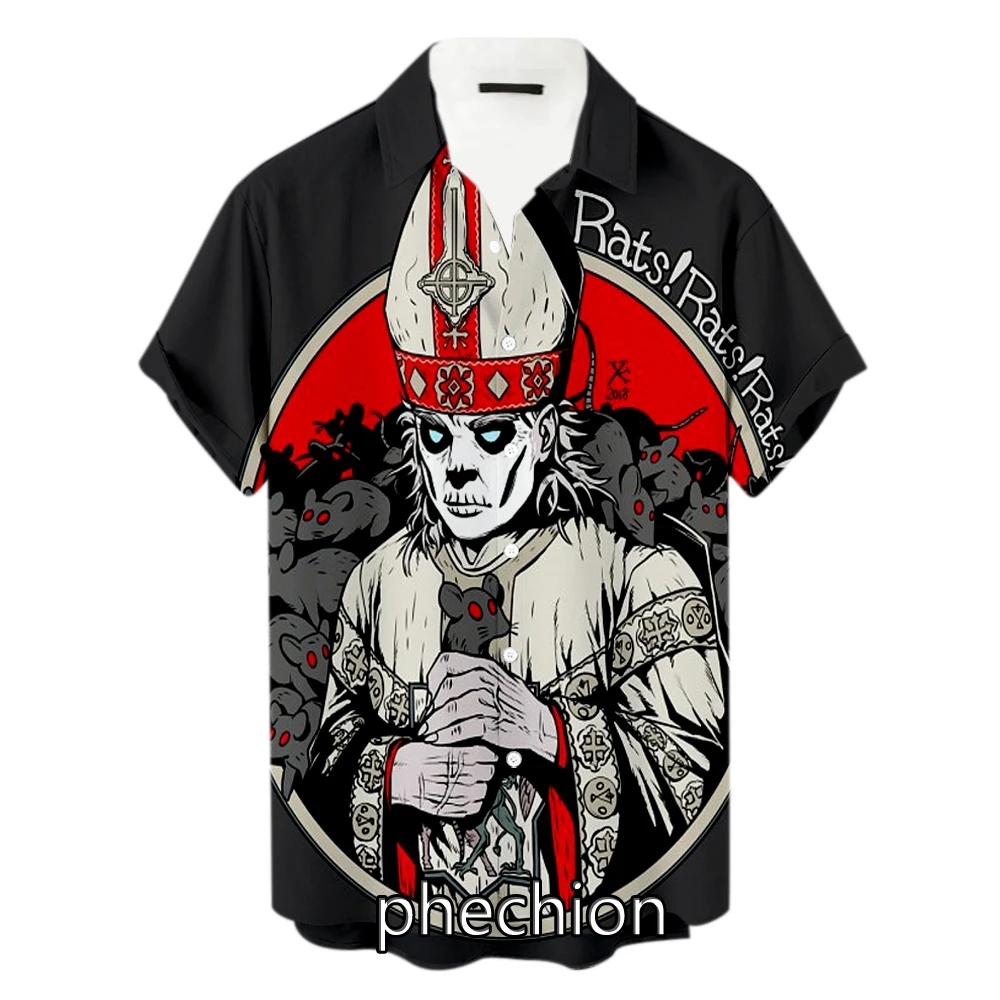 Camiseta de praia de manga curta masculina, banda fantasma estampada 3D, nova moda, verão, T31