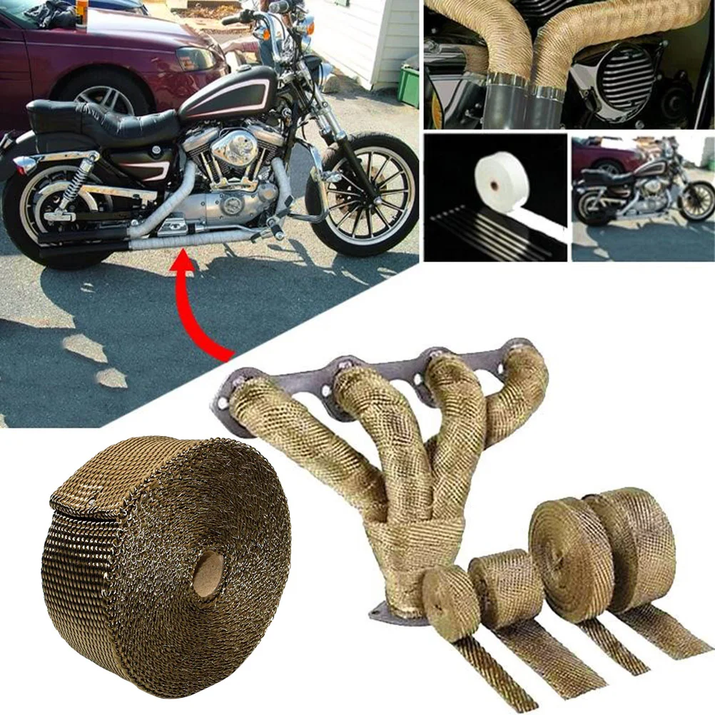 15mm * 25mm * 5mm Exhaust Heat Wrap Roll Header Tube Fiber Wrap Tape for Car Motorcycle exhaust