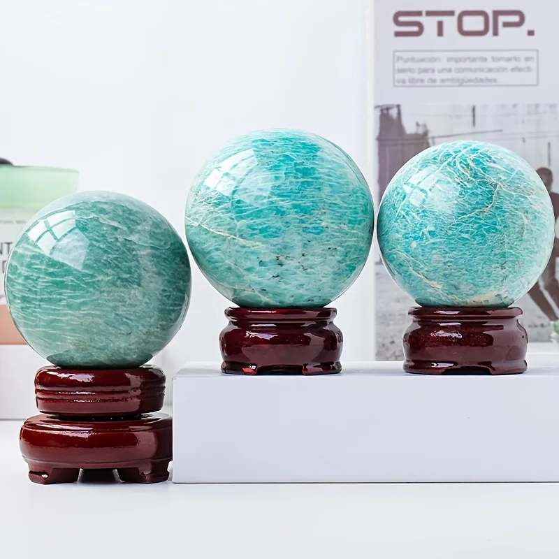 1pc Amazonite Sphere Stone - Quartz Mineral Specimen with Inclusions Suitable for Home & Office Decor