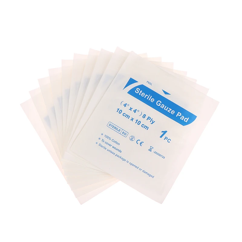 10Pcs Cotton Sterile Gauze Pad Waterproof Wound Dressing First Aid Wound Care Gauze Sheet High Quality Emergency Supplies