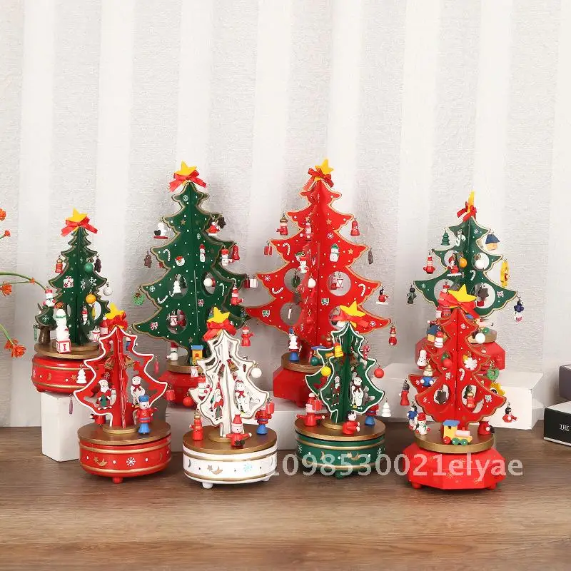 

Christmas gift wooden music box music box decoration crafts gift children's gift music Christmas tree