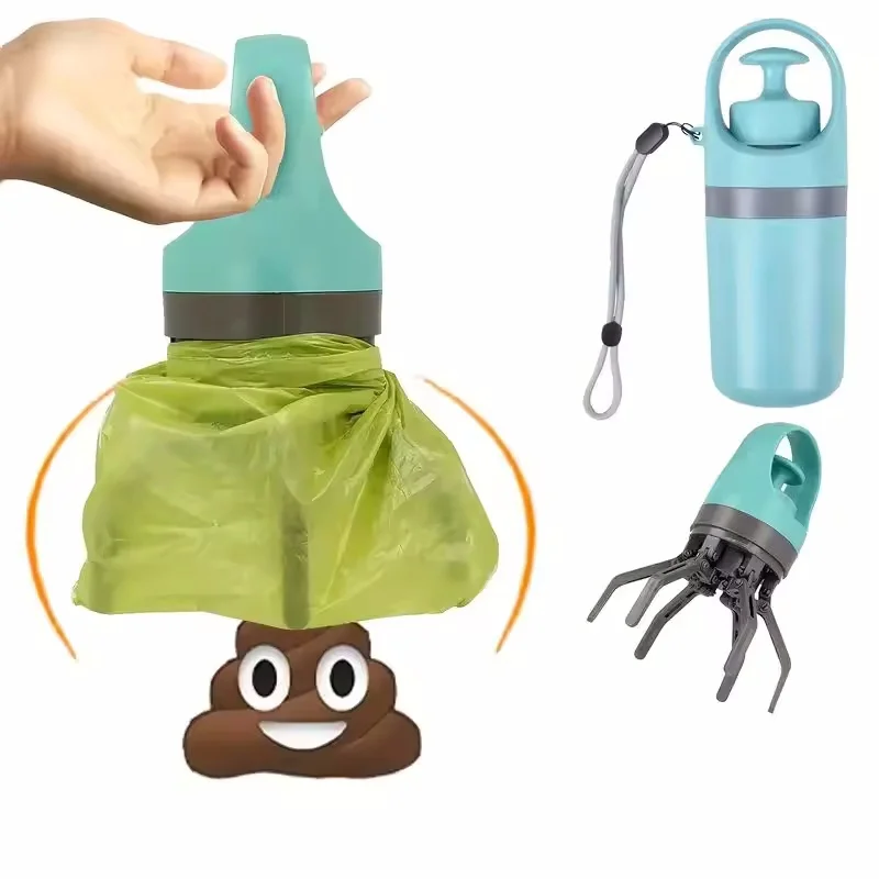 

Portable Feces Six Claw Clamp With Garbage Bag Dispenser, Lightweight Dog Paw Waste Collector, Pet Outdoor Cleaning Tool