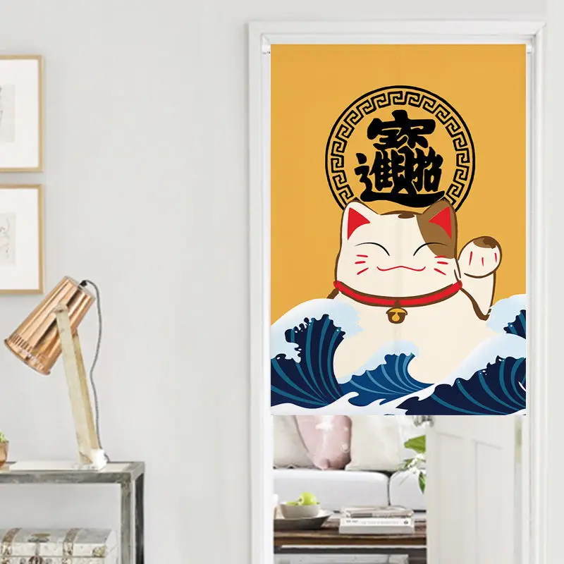 

Maneki-neko Door Curtain 3D Printing Partition Kitchen Doorway Restaurant Decor Noren Washable Half-Curtain For Living Room 02