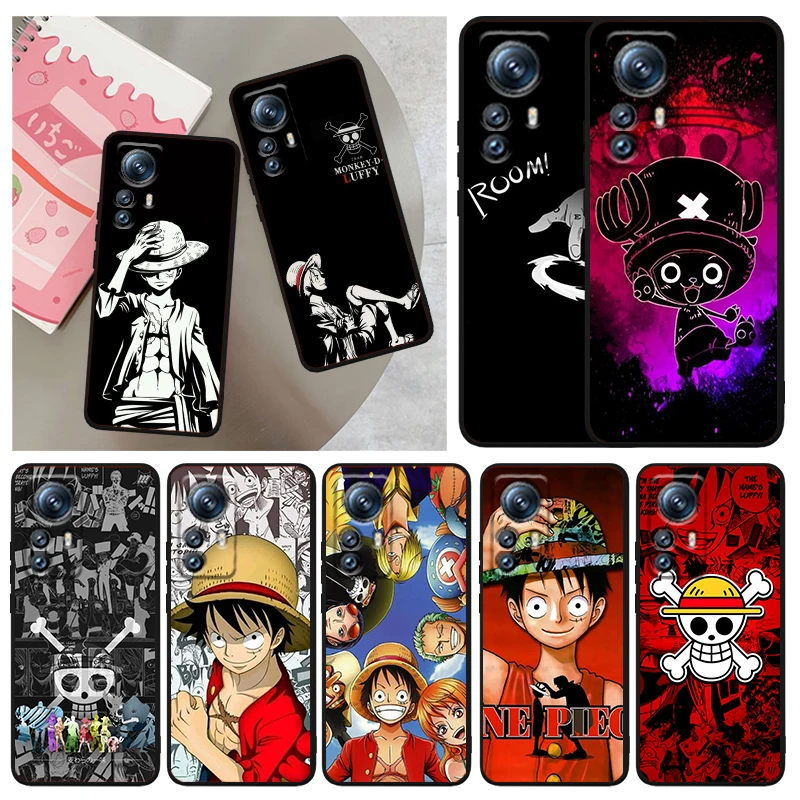 Anime Japanese One Piece Black Cover Phone Case For Xiaomi Mi 14 13T 13 12T 12 11T 11i 11 A3 10T 10 CC9E 9 Pro Lite Ultra 5G