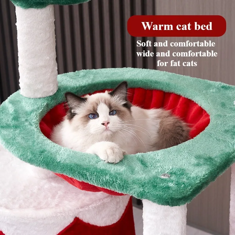 Weihnachtsbaum-Katzen-Klettergerüst, weiches Plüsch-Katzenbett, Katzenturm mit Sisal, Katzenkratzbrett, Spielzeug, Weihnachtsgeschenk für Katzen im Innenbereich