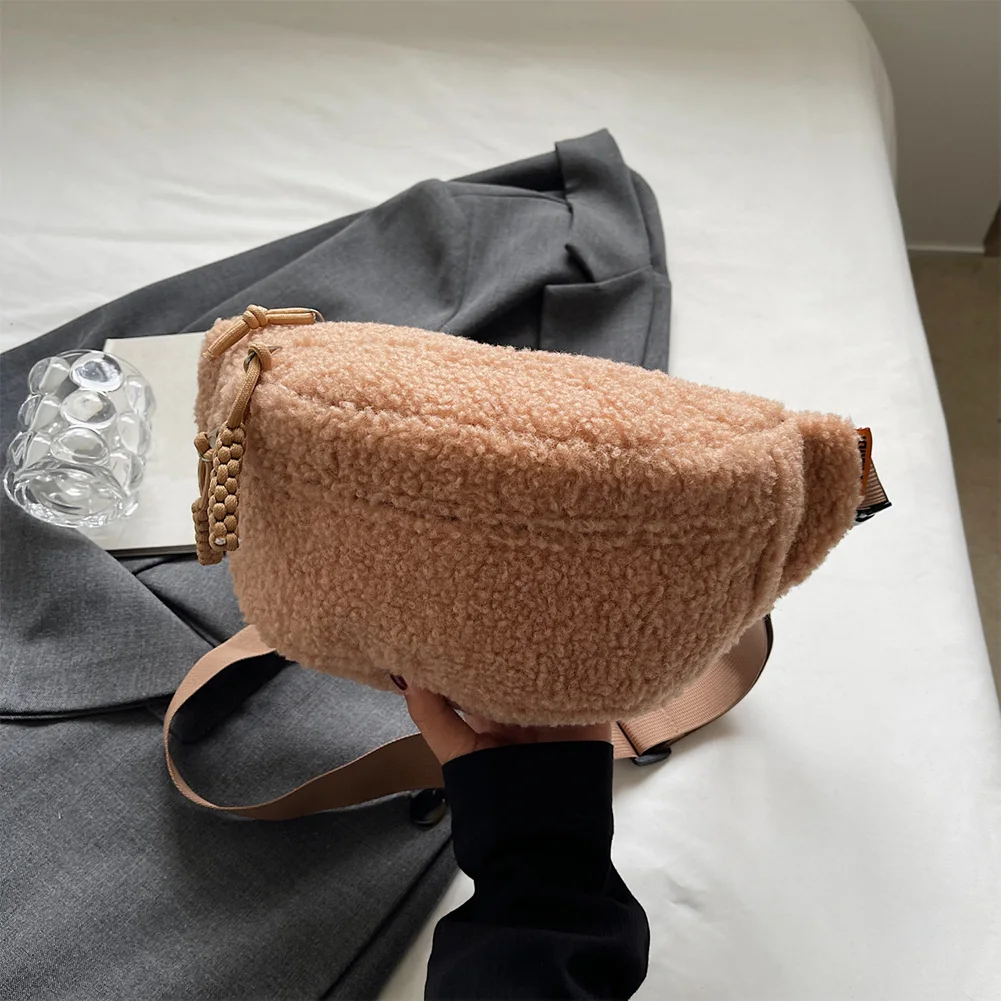 Winter Fleece Sherpa Shoulder Crossbody Bags Autumn Mini Belt Chest Bag Women Trendy Waist Pouch Small Side Bag Bum Fanny Pack