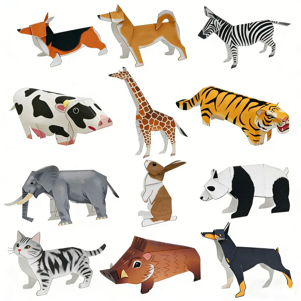 Kit de modelo de papel animal 3D: artesanía de papel DIY de Panda/Rirafa, corte de origami para estudiantes y proyecto hecho a mano de actividad entre padres e hijos