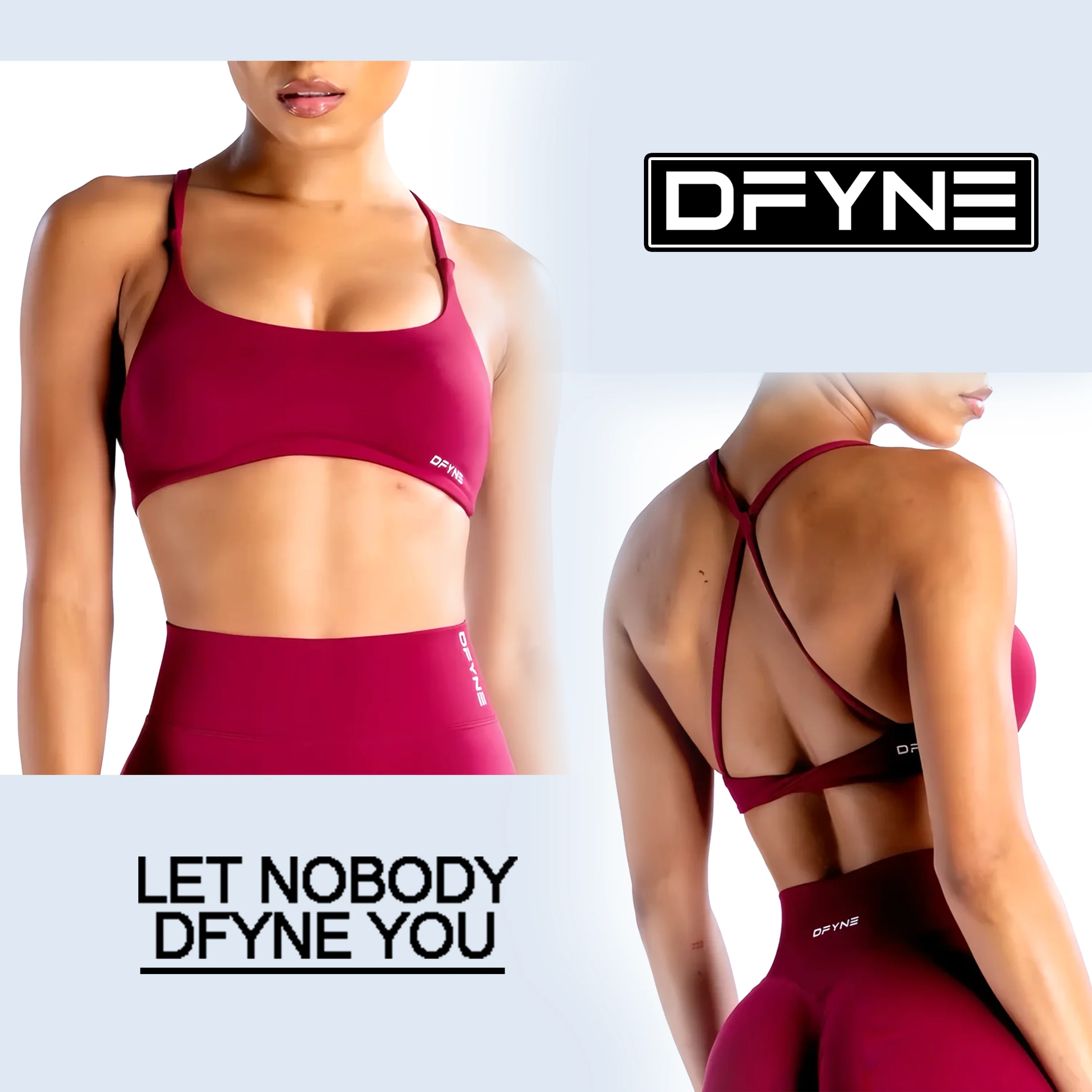 Dynamic Twist Back Bra with Logo Women Seamless Yoga Top Bra Medium Support Padded Gym Crop Top Stretchy Fitness Sports Top