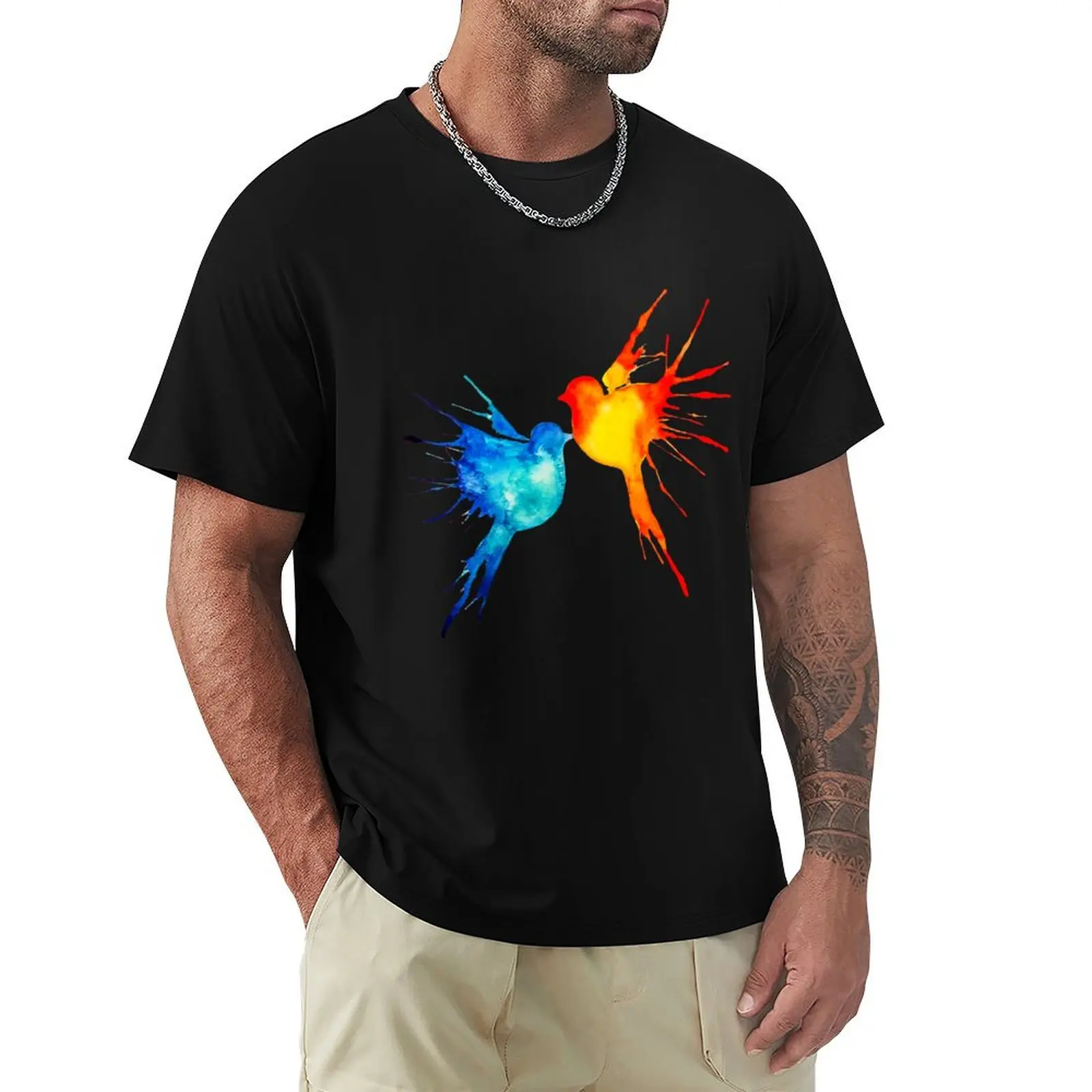 splatter birds T-Shirt vintage shirts graphic men workout shirt