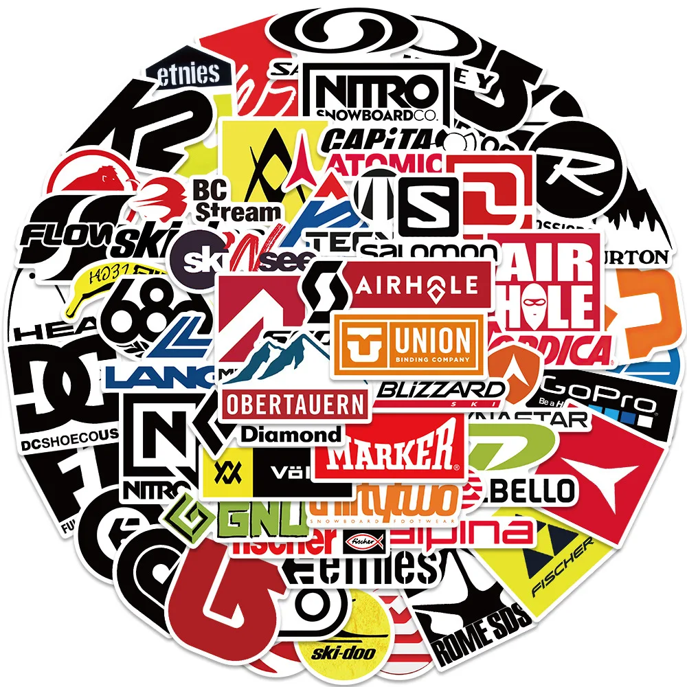10/30/50PCS Outdoor Ski Brand Logo adesivi fai da te telefono bagagli frigorifero Laptop impermeabile giocattolo classico divertente Graffiti