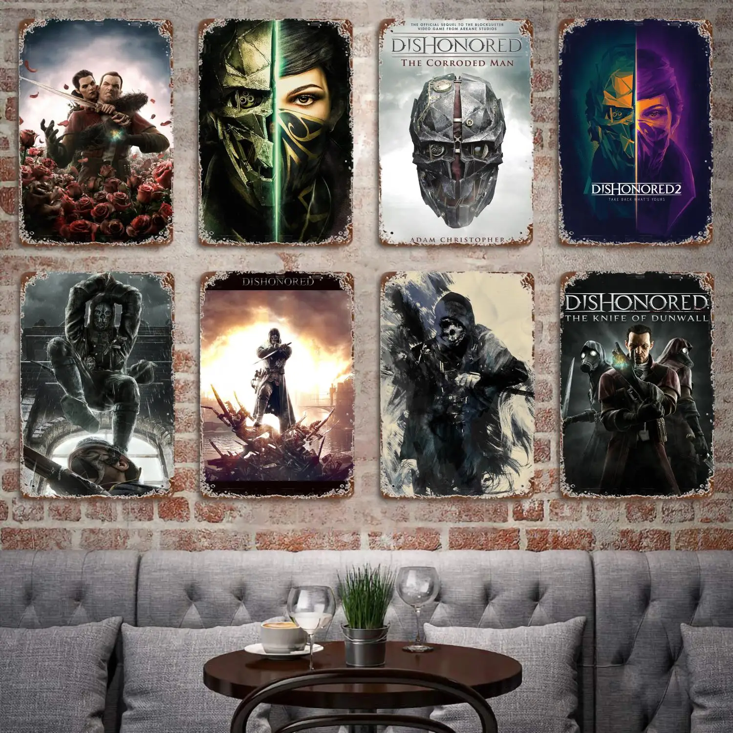 

Dishonored Action-Adventure Game Poster Vintage Tin Sign Metal Sign Decorative Plaque for Pub Bar Man Cave Club Wall Decoration