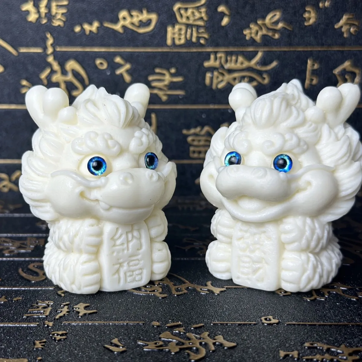 Ivory Nut Carved Fortune Blessing Qilin Figurine 6*6cm Home Desktop Office Wenwan Car Interior Craft Ornament