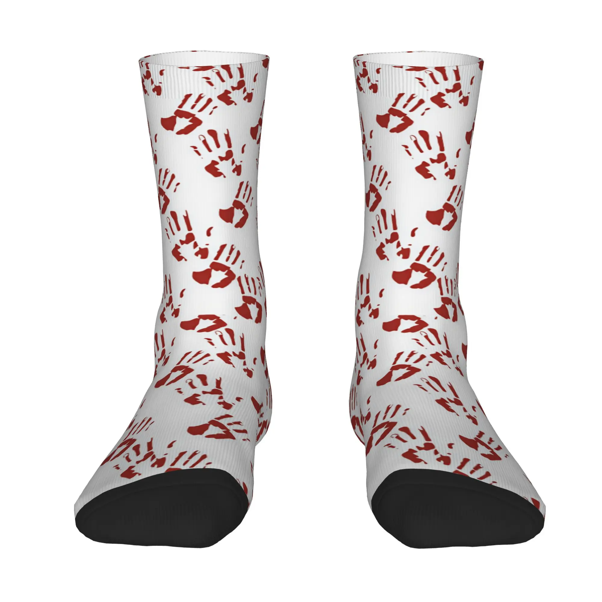 Bloody Handprint Simple Seamless Pattern Halloween Stockings  Pattern Gothic Socks Winter Anti Sweat Socks Comfortable Socks