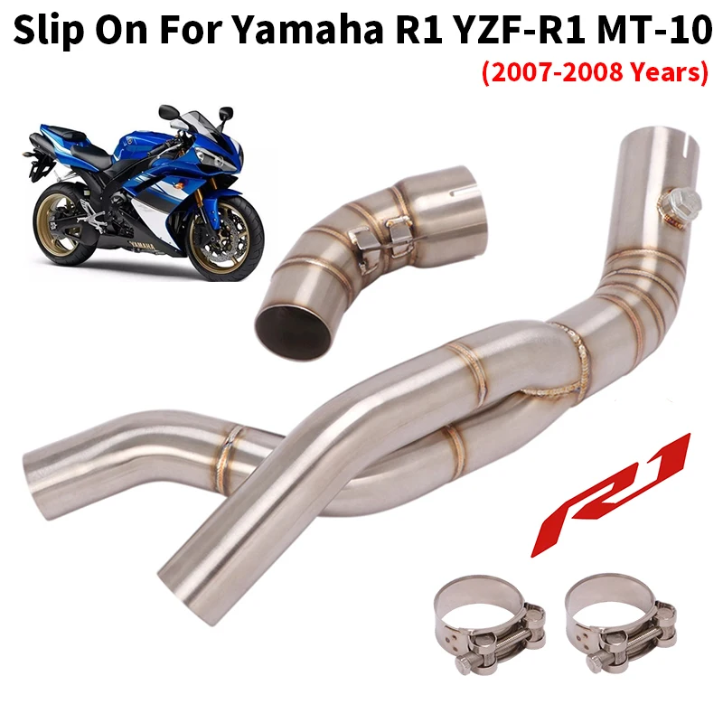 

Slip On For Yamaha R1 YZF-R1 2007 2008 Motorcycle Exhaust Escape Stainless Middle Link Pipe Stock Muffler Header Collector Tube