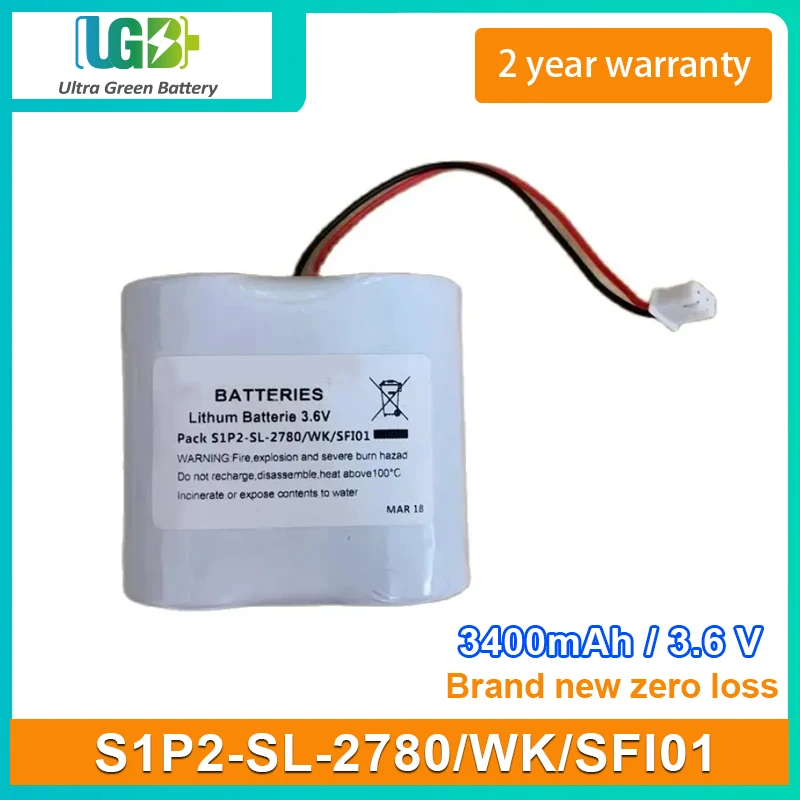 UGB New Battery For TADIRAN S1P2-SL-2780/WK/SFI01 SL-2780 Battery Pack 3.6V 3400mAh