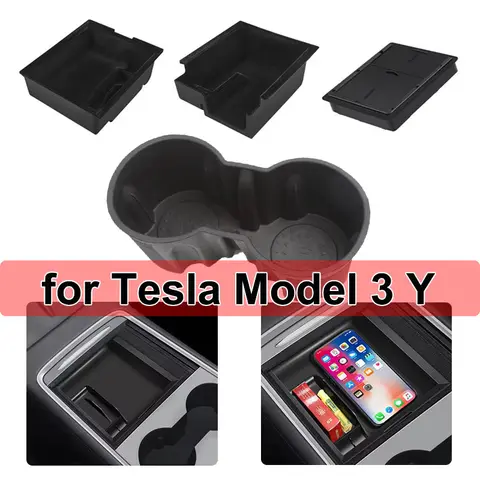테슬라 모델 Y 3 센터 콘솔 보관함 정리함 트레이 팔걸이 숨겨진 상자 상자 컵 홀더 자동 인테리어 액세서리
