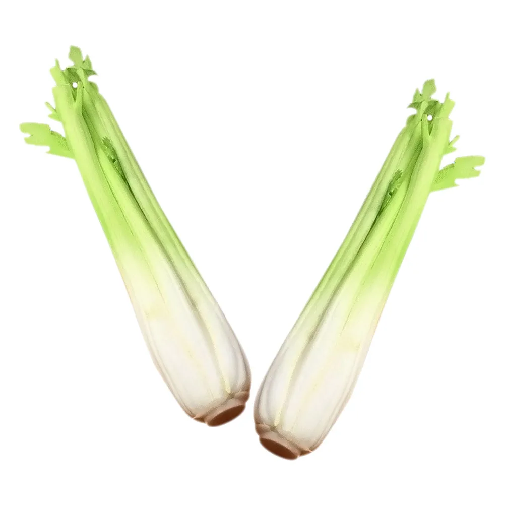 

2pcs Artificial Celery Fake Vegetable Decoration Lifelike Simulation Prop for Photography Teaching Safe PU Design