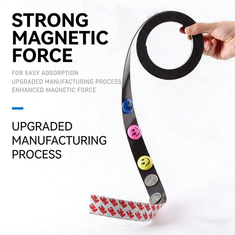 3M Magnetic Adhesive Tape 1M 1.5mm Thickness Strong 3M Adhesive Soft Magnetic Strip Tape for Teaching Aids Special Office  Home