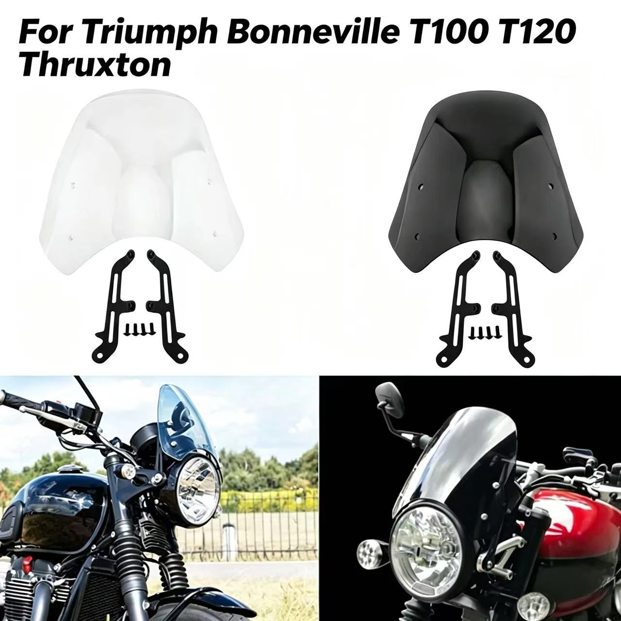 

For 2016 2017 2018 2019 2020 Triumph Bonneville T100 T120 Windshield Windscreen Wind Screen Deflector Thruxton 900 2003-2015