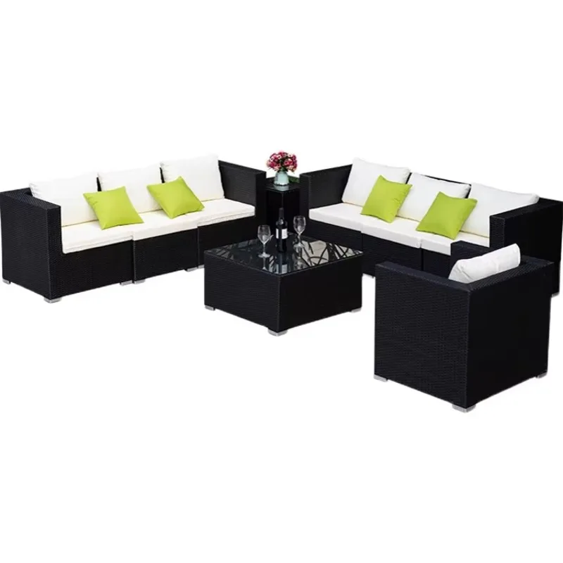 

Современный уличный плетеный набор для патио, алюминиевая мебель, диван из ротанга, бистро, садовый диван