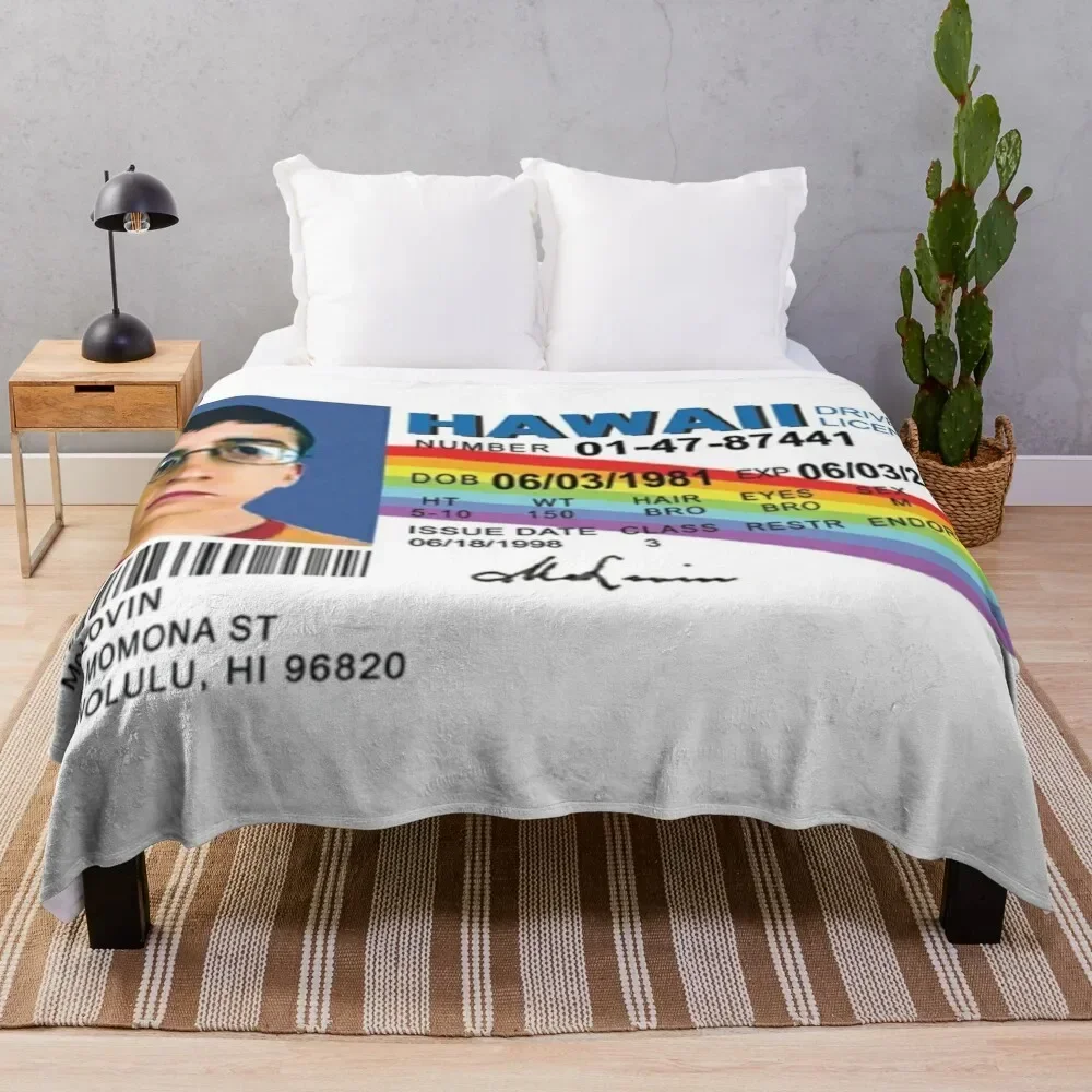 

McLovin Fake ID Design Throw Blanket Blankets For Sofas Custom Soft Big Blankets