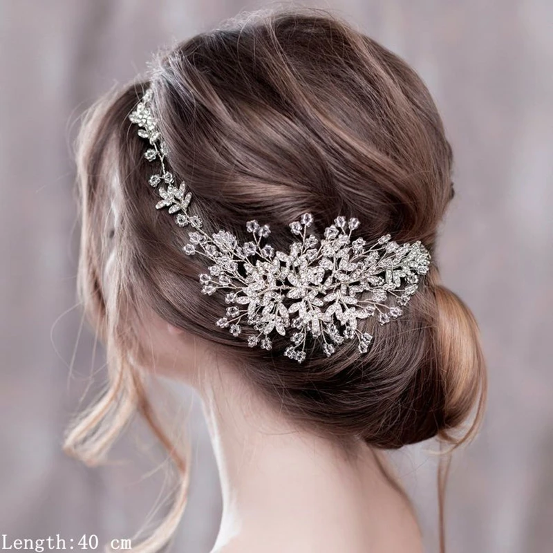 Luxurious Flower Headbands Tiaras Wedding Hair Accessories For Women Bride Hair Jewelry Bridal Headband Headpiece Party Hairband image 5