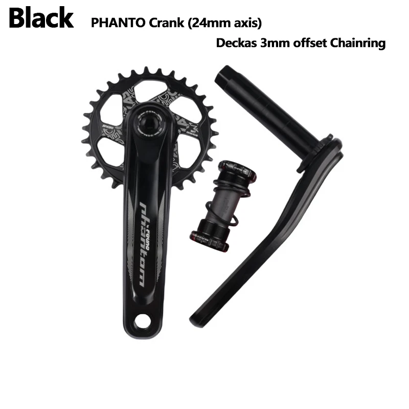 Fovno Crank 170MM 175MM 24MM Axis BSA Deckas 3MM Offset Chainring 30T 32T 34T 36T 38T MTB Bike Riding Black Red CNC Crankset