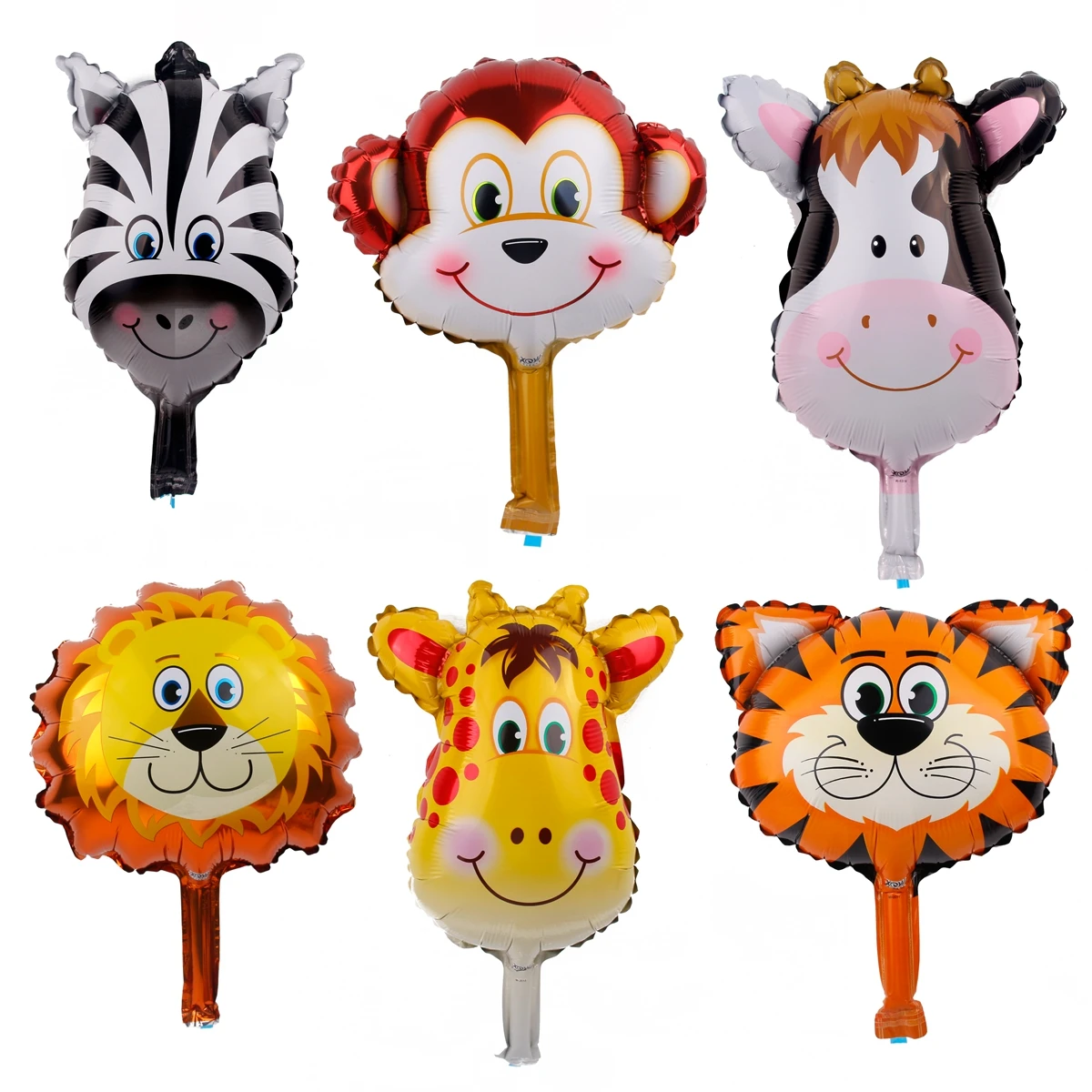 6pcs/lot Animal Head Foil Balloons Lion Monkey Helium Balloon  Jungle Safari Animals Birthday Party Decor Baby Shower Balloin