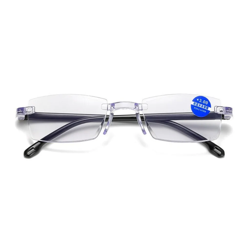 Frameless Presbyopia Eyeglasses Ultralight Square Frame Men's Reading Glasses Optical Eyewear Spectacle Lens Power +100 To +400