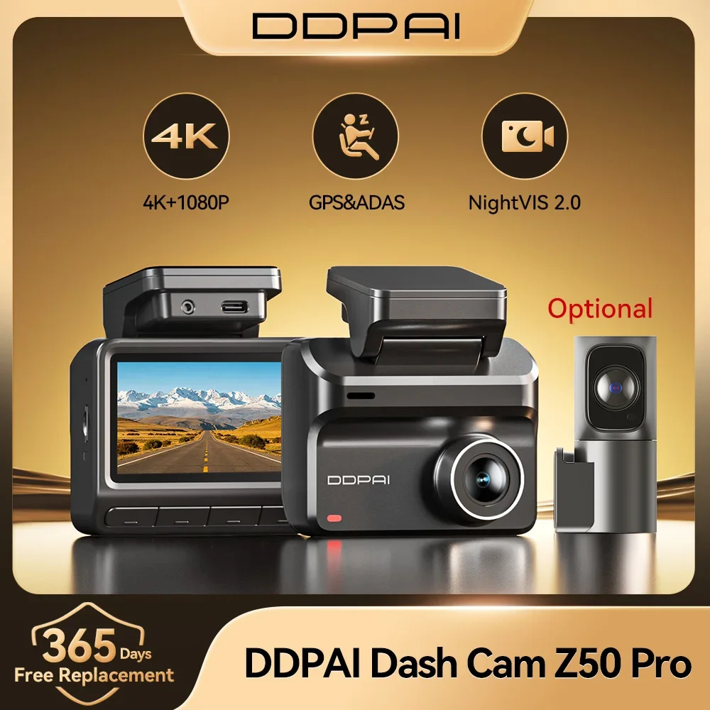 DDPAI Dash Cam Z50 Pro 4K UHD 3"IPS Display Built-in GPS ADAS Dual-channel Car DVR Wi-Fi 24H Parking Monitor Dash Car Camera