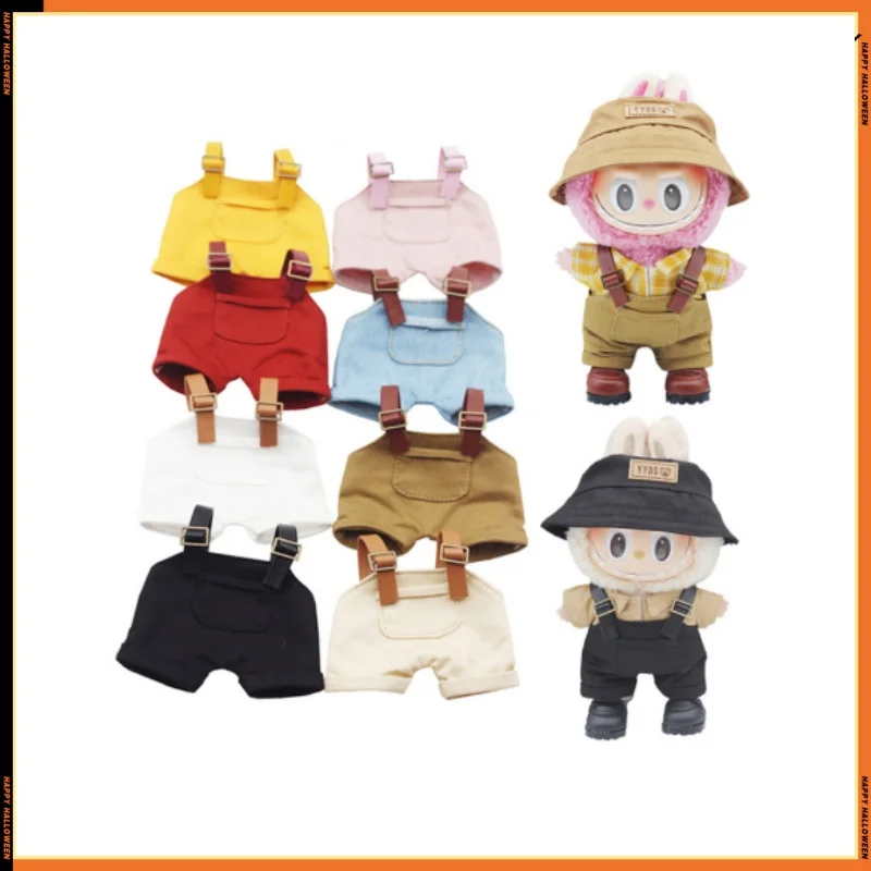 Labubu 17cm Doll Figurine Suitable Clothes Trendy Cute Printed Graffiti Hoodie Cardigan Fisherman Hat Strap Pants Gift Custom