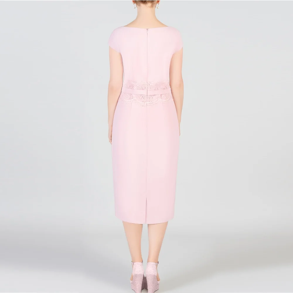 فساتين أم العروس مكونة من قطعتين 2025 غمد برقبة دائرية فساتين ضيوف الزفاف مع فيونكة مزينة بفساتين للنساء لحفلات الزفاف