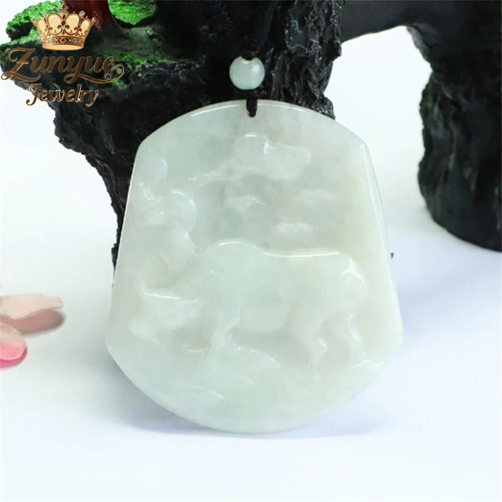 

High-End Natural Burmese A-Grade Jade Zodiac Ox Pendant Luxury Quality Fashion Fine Jewelry Exquisite Elegant Charms Popular