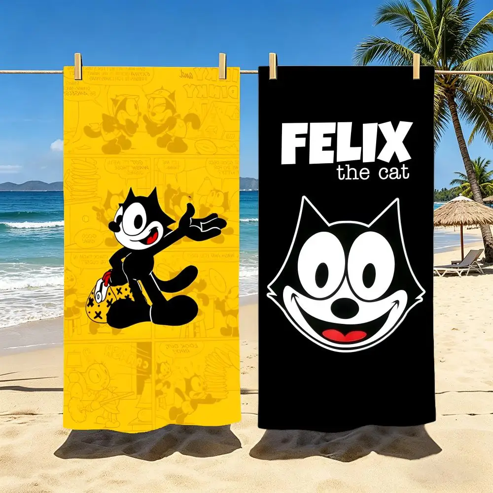 F-Felix the Cat Towel Polyester Beach Towel Quick Dry Sand Free Bath Towel for Summer Pool Travel Vacation