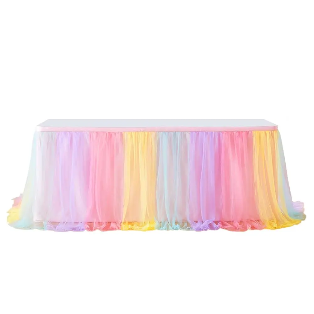 

Тюлевая скатерть-юбка 3-слойная, 6-9 футов, с полиэстеровой подкладкой, многоразовая, моющаяся, для свадеб, вечеринок, дней рождения, банкетов