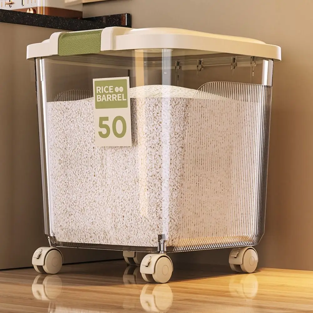 

Transparent Rice Bucket Moisture-proof Large Capacity Cereal Container Convenient Waterproof Sealed Rice Grain Storage Box